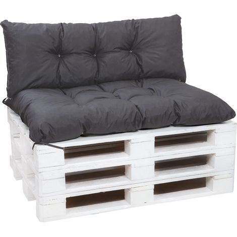 Set Coussins pour palettes, Assise 120 x 60 et Dossier 120 x 60cm, coussin palette in-extérieur Anthracite, SETGARDEN