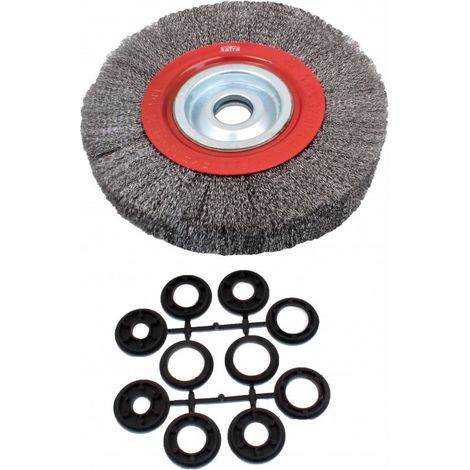 Brosse circulaire de touret 250 mm avec 5 jeux de bagues d'adaptation