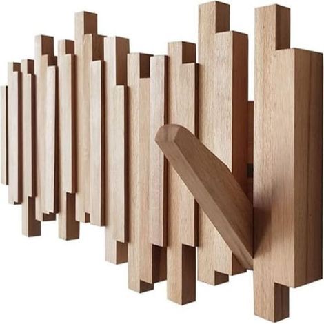 Perchero de pared, decoración moderna, plegable, para dormitorio, sala de estar, pasillo, recibidor, con 8 ganchos. (1/5)