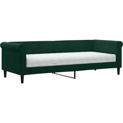 Maison Exclusive - Divano Letto con Materasso Verde Scuro 80x200 cm in Velluto
