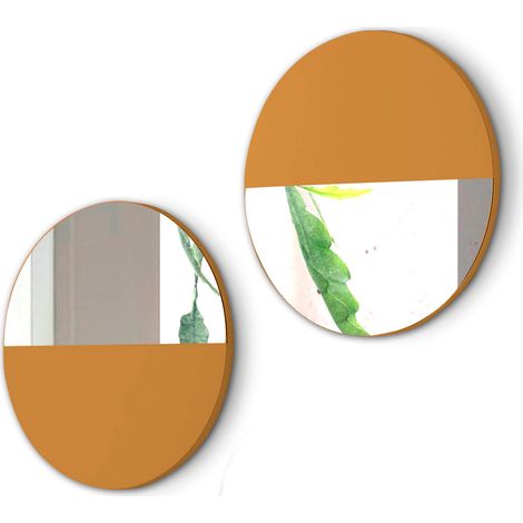 Lot de 2 miroirs circulaires à suspendre, Aire. Moutarde