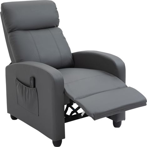 Fauteuil Relax Massant avec Télécommande et 8 Programmes, Inclinaison et Repose-Pieds, 68x88x98cm, Gris (1/5)