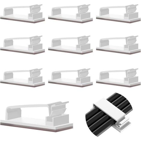 10 Pcs Auto-adhésifs, Management, Support, Gestion Clips Durable, pour TV, PC, Ordinateur Portable, Câble Ethernet, Maison, Bureau (1/4)