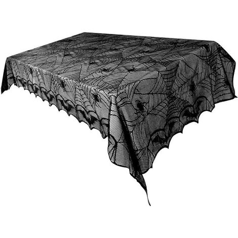 Nappe d'Halloween en dentelle, décor d'Halloween, nappe toile d'araignée pour table (1/5)