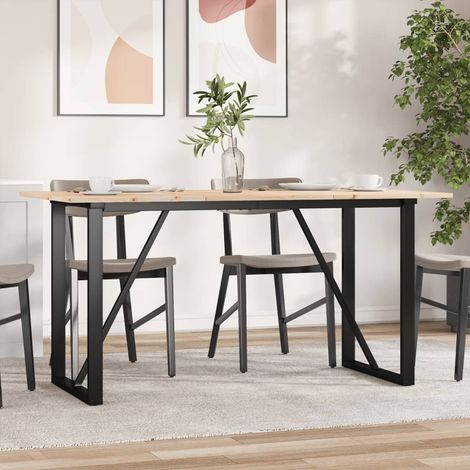Esstisch O-Gestell 160x80x75 cm Massivholz Kiefer und Stahl