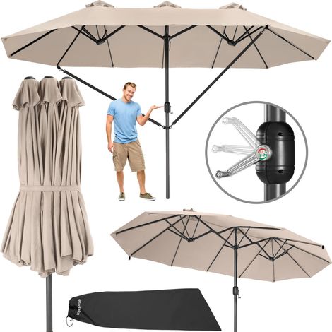 Parasol 460x270 cm réglable en hauteur aluminium beige