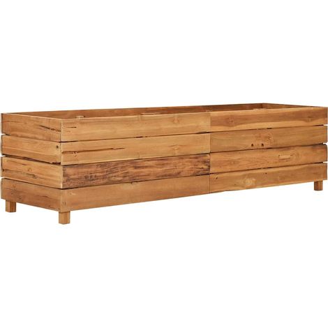 vidaXL Arriate elevado madera de teca reciclada y acero 150x40x38 cm (1/2)