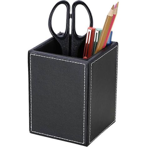 Pot à crayons classique en cuir PU (noir) (1/5)