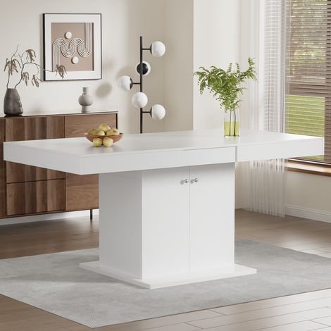MEUBLIV Tavolo da pranzo allungabile 140/180 x 80 x 76 cm bianco con contenitore (1/5)