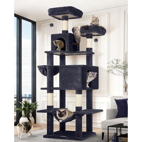 F76 Arbre a Chat 195 cm Grand Niche 50CM Hamac pour 2 Gros Chats (1/5)