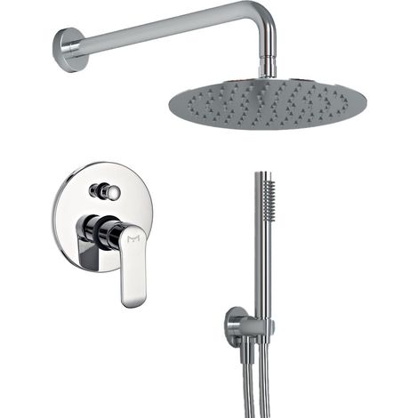 Ogomondo kit doccia tondo 4 completo di soffione doccetta e miscelatore con deviatore slim (1/3)