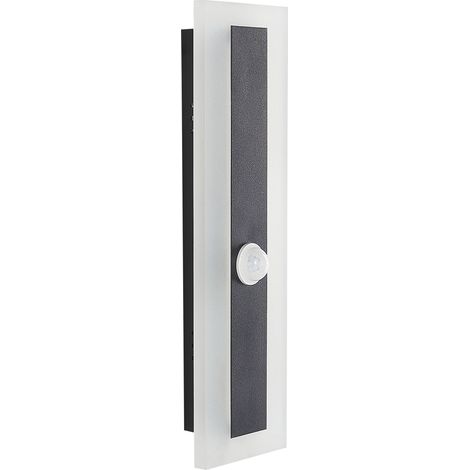 Lámpara de pared LED de metal negro 30 cm acero acrílico sensor movimiento Savane