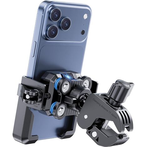 Support Téléphone Moto [4 Amortisseurs Vibrations] Support Téléphone Vélo, Porte Téléphone Vélo, pour 17 16 15 14 13 et Autre Smartphone de 4,7-7" (Noir) (1/5)