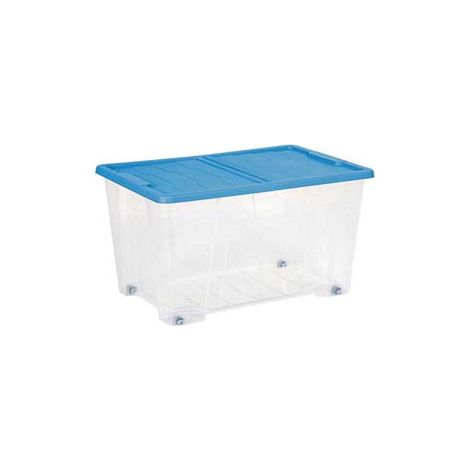 CONTENITORE MULTIUSO MASTERBOX COLORE TRASPARENTE/BLU ART.521- - cm.57x39x32h. - lt.50 - 11 pezzi DEA HOME