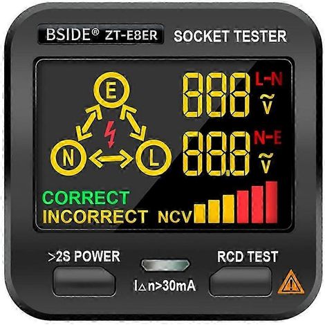 Testeur de prises BSIDE ZT-E8ER, détecteur de tension intelligent, vérificateur de prises américaines simple WHBYV (1/4)