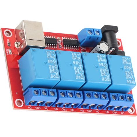 4-Kanal-Relaismodul, USB-Anschluss, kostenlose DC-Relaisplatine, Computersteuerung (SPS), 3 Betriebsmodi, 24 V (1/5)