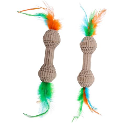 2-Piece Feather-Style Chewable Corrugated Paper Cat Toy, Sturdy and Safe, for Indoor Cats and Kittens, Interactive Stimulation Toy (1/5)