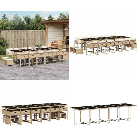 vidaXL Ensemble à manger de jardin et coussins 17 pcs beige (1/5)