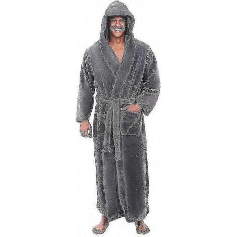 Langer Herren-Bademantel mit Kapuze für Hotel, Spa oder Zuhause, ultraweicher Frottee-Bademantel, Rundum-Design für angenehm trockenen Tragekomfort, ideales Geschenk (1/5)
