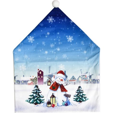 Housse de Chaise de Noël avec Motif Bonhomme de Neige et Renne pour Décoration Festive (1/5)