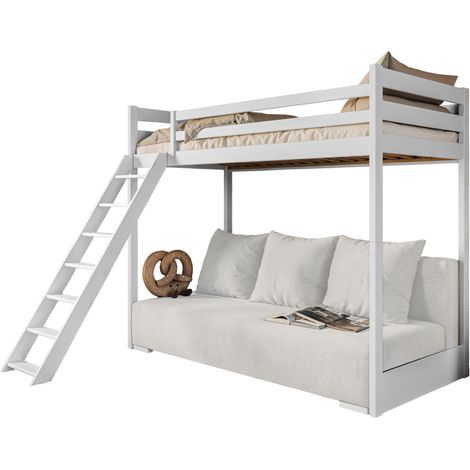 Lit Mezzaninne et Canape SAFINO 90 x 200 / 140 x 200 Blanc - blanc (1/5)