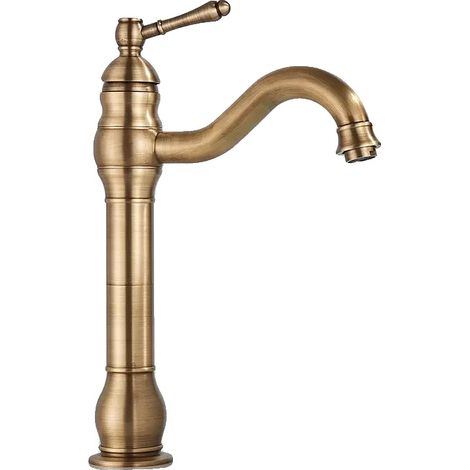Robinet de lavabo, à poignée unique, vanne en céramique, Laiton antique haut (1/2)