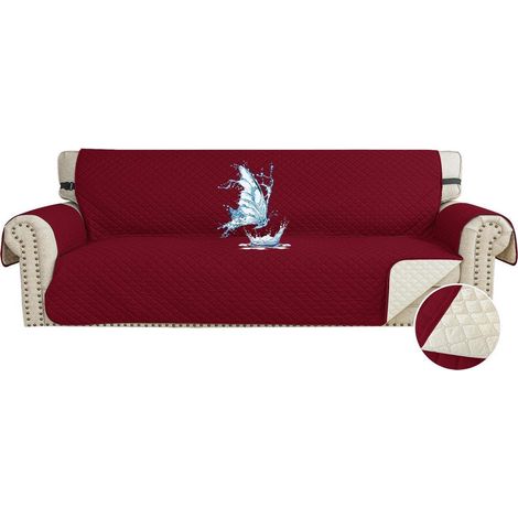Sofaüberwurf 4-Sitzer wasserdicht, rutschfest, burgunderrot (1/5)