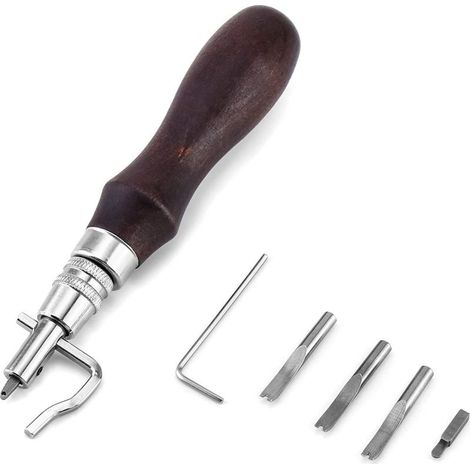 7-in-1 Adjustable Grooving and Sewing Tools for Leatherworking, Groover Creaser Sewing Tools for Leather Crafts (1/5)