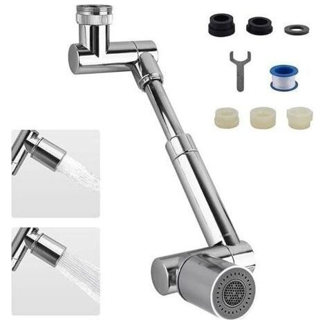 Universelle 1440° Prolongateur de Robinet, 2 Modes de Sortie d'Eau Robinet de Cuisine Multifonction Filtre Anti-Projections Rallonge de Robinet Pivotant pour Lavabo de Salle de Bains (1/5)