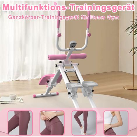 Stepper 2 en 1 pliable et appareil abdominal rose et blanc 140 x 40 x 126 cm - CHICFURN (1/5)