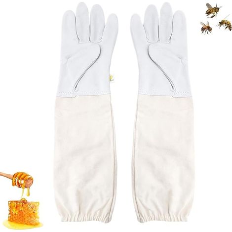 Guanti apicoltori bianchi Guanti apicoltori in pelle di capra Guanti apicoltori Adatti per uomini Donne Bambini Accessori apicoltori Guanti apicoltori in pelle Giardino (1/5)