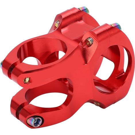 Potence de Vélo VTT 31.8mm Courte, Légère en Alliage d'Aluminium CNC Rouge - Compatible Tige de Direction Creuse (1/5)