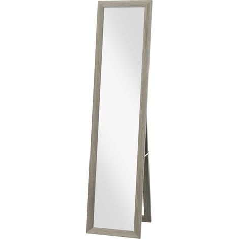 HOMCOM Specchio da Parete e da Terra in MDF per Soggiorno e Camera, Grigio
