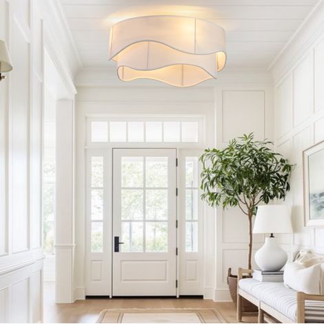 Ventilatore da soffitto con luce 50 cm, 6 velocità, reversibile, oro e bianco DESVIAE (1/5)