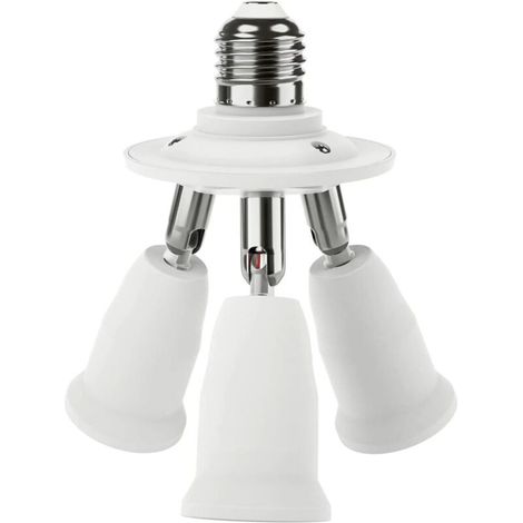 3 en 1 E27 Socket adaptateur répartiteur,E27 Ampoules LED Standard,support de convertisseur,Lustre Douille avec 360 degrés réglable à 180 °