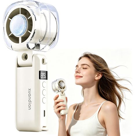Ventilateur Brumisateur Portable,Refroidit 16°C en 3s,1-199 Vitesses,Batterie 3000mAh,Écran LED,Silencieux,Ventilateur de Poche,Hand Fan Rechargeable,Mini Ventilo Portable,Cadeau Été (1/5)