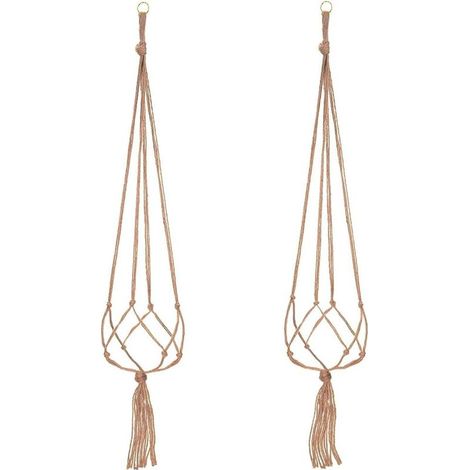 Suspension pour plantes en 2 pièces avec dentelle, idéale pour suspendre les pots de fleurs, pour la maison, le balcon et la décoration. Corde de 1,2 m (4 pieds), 105 cm. (1/5)