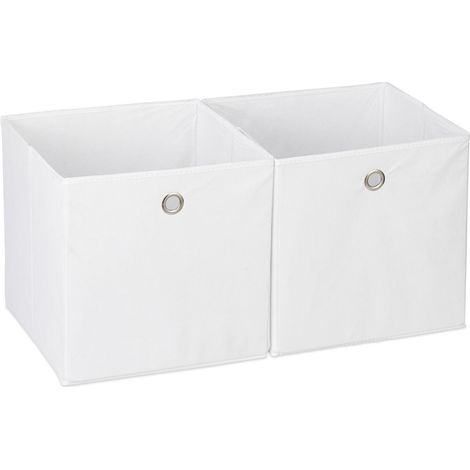 12 x fabric storage boxes, square, shelf storage, cube-shaped boxes, HxWxD: 30 x 30 x 30 cm, white
