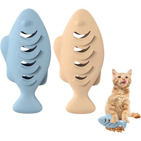JSSEVN-Jouets en Silicone Creux pour Chat,à Mâcher,à l'herbe a Chat,Distributeur de Friandises,Jouet Interactif pour Le Nettoyage (1/5)