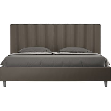 Letto matrimoniale king size senza rete imbottito 200x200 similpelle cappuccino Antea Large (1/4)