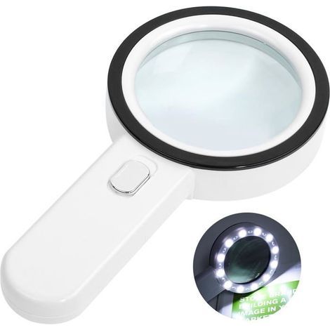 Beleuchtete Leselupe, 30-fache Vergrößerung mit 12 LEDs, Handlupe, beleuchtete Lupe zum Lesen, für Schmuck, S (1/5)