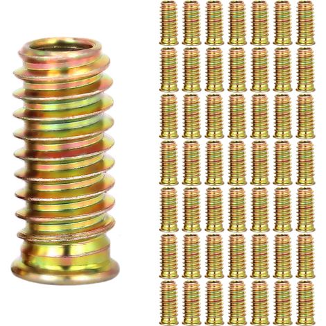 M8 Insert Fileté Bois, 50Pcs Ecrous à Visser M8 X 30mm Manchons à Visser Galvanisés écrou Hexagonal Fileté, Manchons à Visser, Écrou à Tête pour Meubles en Bois (1/5)