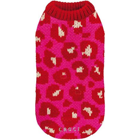 Maglioncino modello Cheetah Spot fantasia animalier fucsia per cani: 35 cm