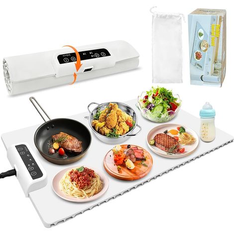 Chauffe-Plat Électrique Pliable en Silicone Blanc