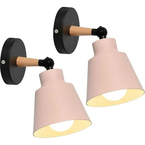 2er-Pack Wandleuchten fürs Badezimmer, Deckenleuchten im Vintage-Industrie-Stil, E27-Fassung, verstellbare Metallwandleuchte, ohne Schalter, rosa, Leuchtmittel nicht enthalten (1/5)