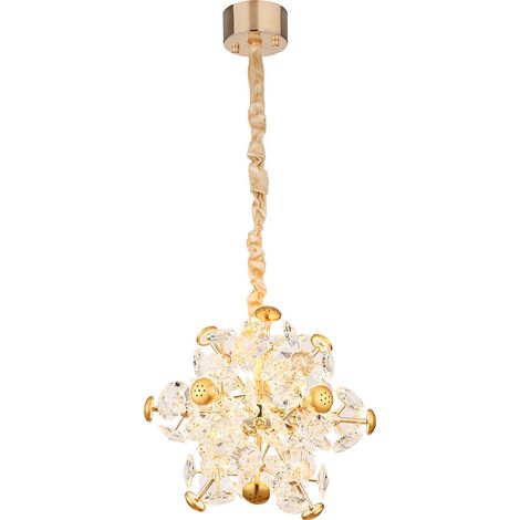 Lampe suspension lampe suspendue plafonnier LED métal couleur or cristaux de verre 40 cm (1/5)