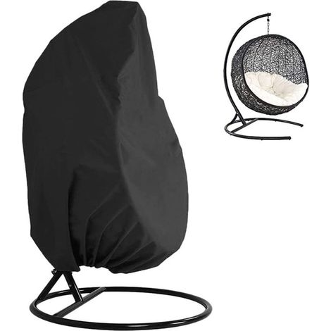 Housse de fauteuil suspendu en forme d'œuf 210D, résistante, légère et imperméable, sans fermeture éclair, compatible avec la plupart des fauteuils suspendus en forme d'œuf d'extérieur (75'' x 45'', n (1/5)