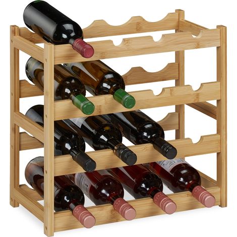 Botellero para 16 botellas almacenamiento elegante 4 niveles estilo contemporáneo en bambú natural 130014713 (1/3)