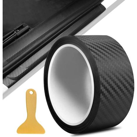 Film Carbone Voiture, 5cm x 5m Autocollant Carbone, 3D Bande Autocollante Voiture, Protection Seuil de Porte Voiture Covering Carbone, Adapté pour Voiture Moto (Noir) (1/4)