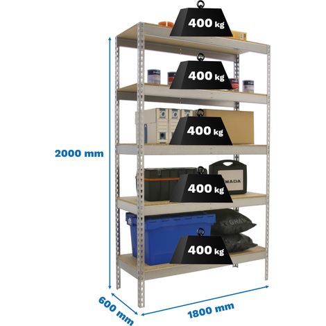 Simonrack Mensola di Stoccaggio in Acciaio Zincato e Legno 2000x1800x600 mm